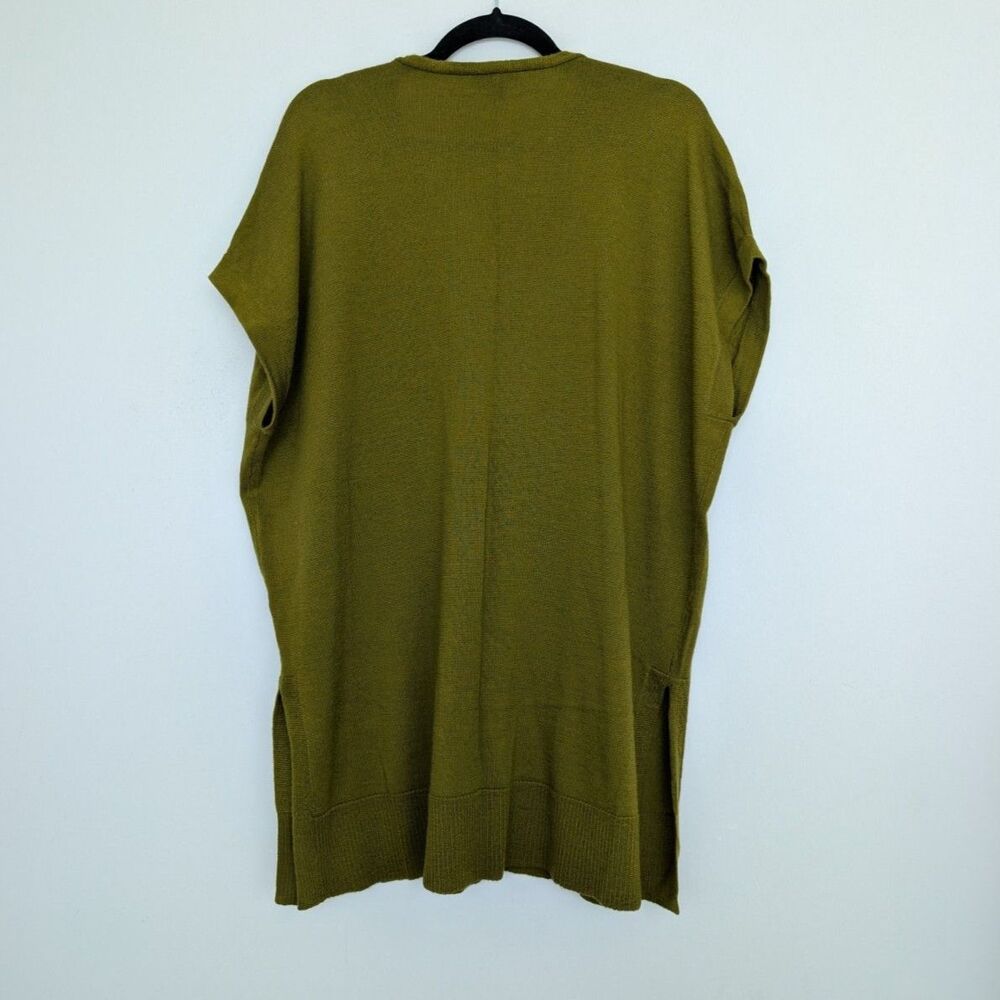 Eileen Fisher Merino Wool Italian Yarn V Neck Longline Sweater Tunic Vest Sz M - Picture 2 of 16